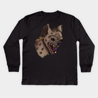 Grinning Hyena Head Kids Long Sleeve T-Shirt